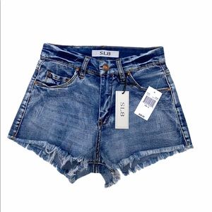 SL8 Distressed Raw Edge Jean Shorts